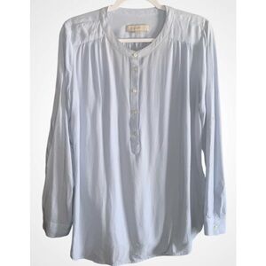 LOFT Blue Henley 1/2 Button Down Smock Long Sleeve Flowy Shirt Medium